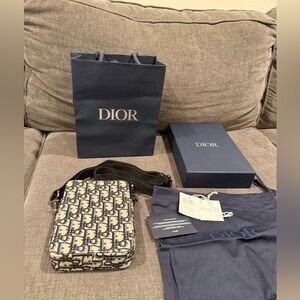 Dior Mens Vertical Pouch Oblique Jacquard Crossbody Bag